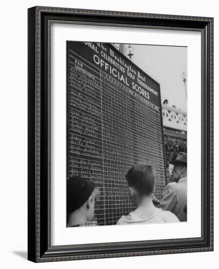 Spectators Checking the Official Score Board in the Golf Tournament-null-Framed Photographic Print