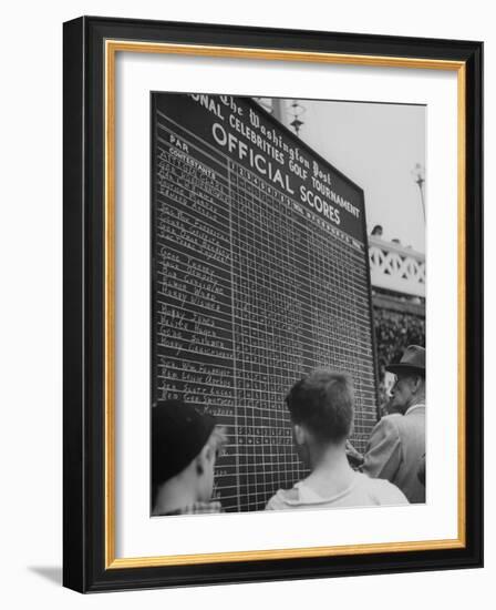 Spectators Checking the Official Score Board in the Golf Tournament-null-Framed Photographic Print