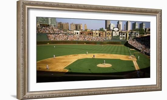 Spectators in a stadium, Wrigley Field, Chicago Cubs, Chicago, Cook County, Illinois, USA-null-Framed Photographic Print