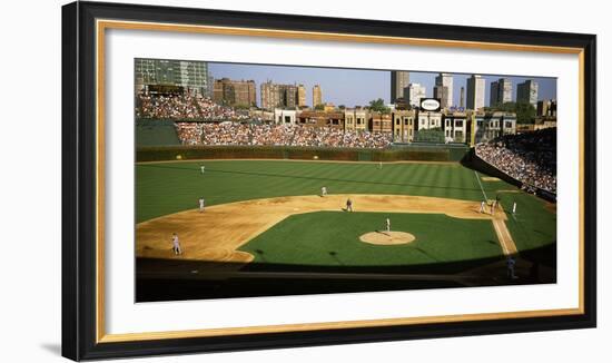 Spectators in a stadium, Wrigley Field, Chicago Cubs, Chicago, Cook County, Illinois, USA-null-Framed Photographic Print