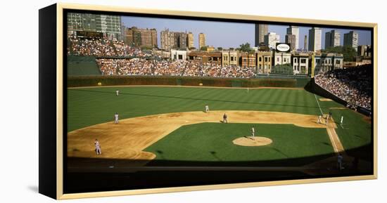 Spectators in a stadium, Wrigley Field, Chicago Cubs, Chicago, Cook County, Illinois, USA-null-Framed Premier Image Canvas