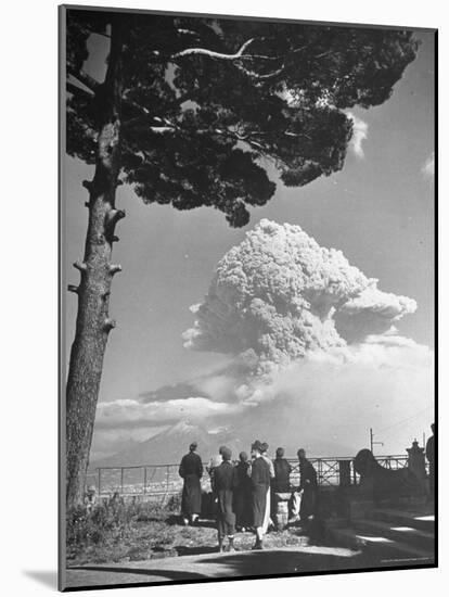 Spectators Viewing Eruption of Volcano Mount Vesuvius-George Rodger-Mounted Photographic Print