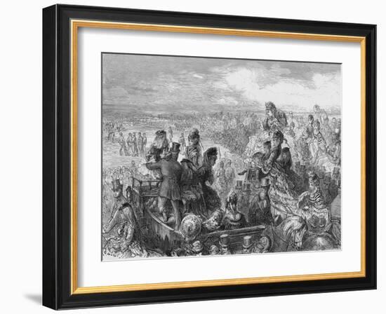 Spectators Watching a Cricket Match as They Get Ready-Gustave Doré-Framed Art Print