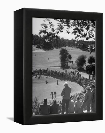 Spectators Watching as Men Compete in the Golf Tournament, Riviera Country Club-John Florea-Framed Premier Image Canvas