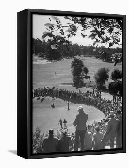 Spectators Watching as Men Compete in the Golf Tournament, Riviera Country Club-John Florea-Framed Premier Image Canvas