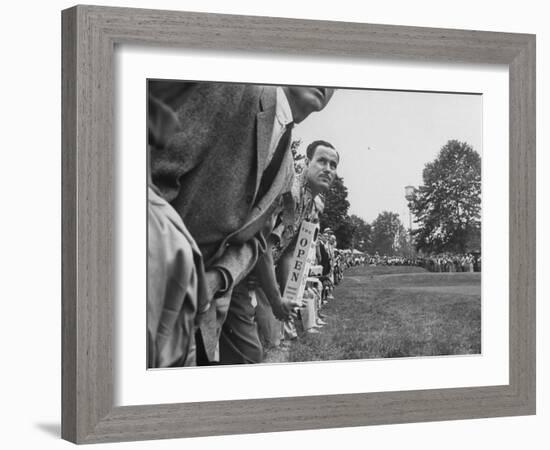 Spectators Watching Ben Hogan, Drive a Ball, at the National Open Golf Tournament-null-Framed Photographic Print