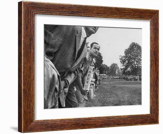 Spectators Watching Ben Hogan, Drive a Ball, at the National Open Golf Tournament-null-Framed Photographic Print