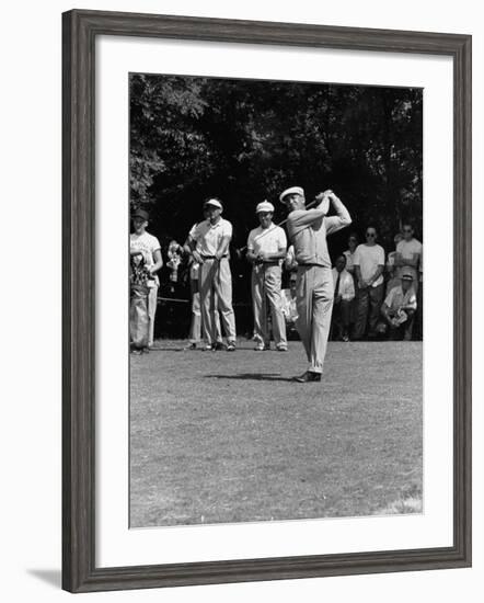 Spectators Watching Ben Hogan, Drive a Ball, at the National Open Golf Tournament-null-Framed Premium Photographic Print