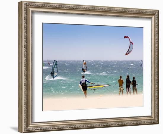 Spectators Watching Windsurfing in High Levante Winds in the Strait of Gibraltar, Valdevaqueros, Ta-Giles Bracher-Framed Photographic Print