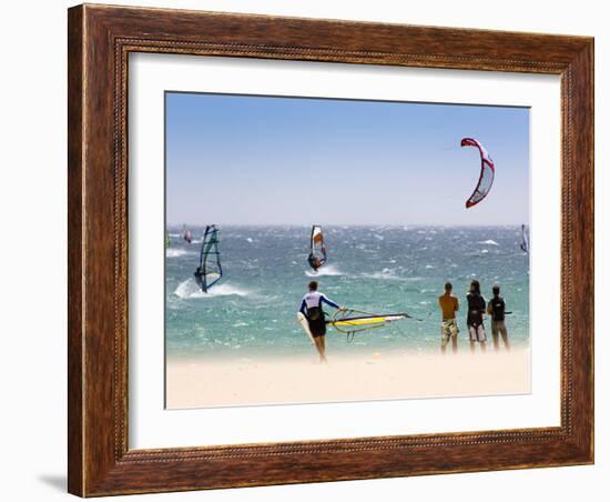 Spectators Watching Windsurfing in High Levante Winds in the Strait of Gibraltar, Valdevaqueros, Ta-Giles Bracher-Framed Photographic Print