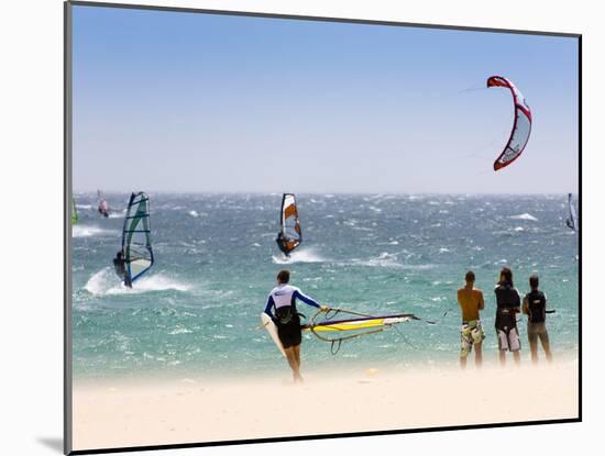 Spectators Watching Windsurfing in High Levante Winds in the Strait of Gibraltar, Valdevaqueros, Ta-Giles Bracher-Mounted Photographic Print