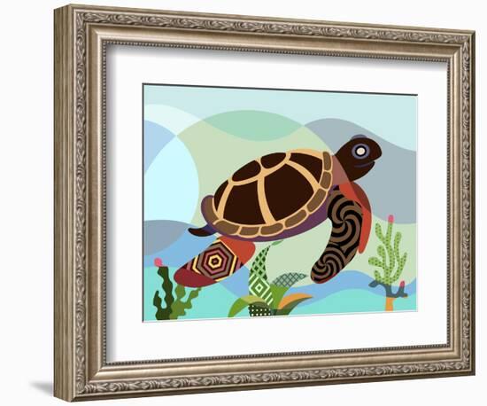 Spectrum Sea Turtle-Lanre Adefioye-Framed Premium Giclee Print