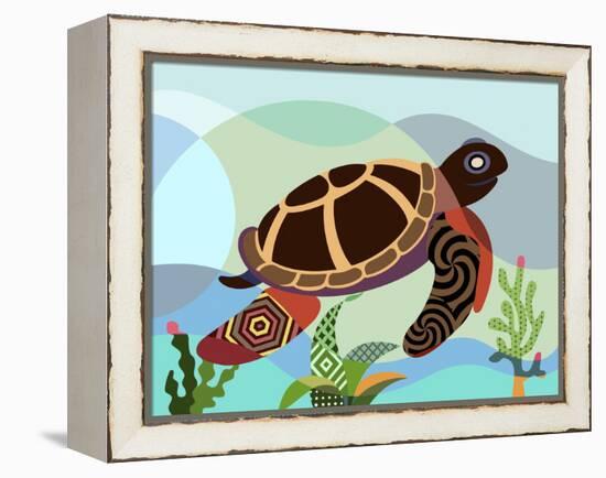 Spectrum Sea Turtle-Lanre Adefioye-Framed Premier Image Canvas