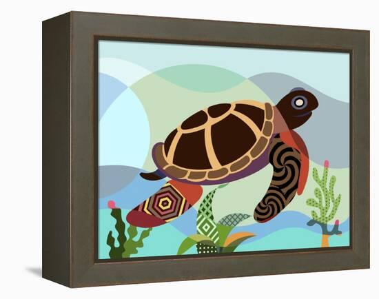 Spectrum Sea Turtle-Lanre Adefioye-Framed Premier Image Canvas