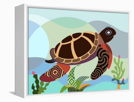 Spectrum Sea Turtle-Lanre Adefioye-Framed Premier Image Canvas