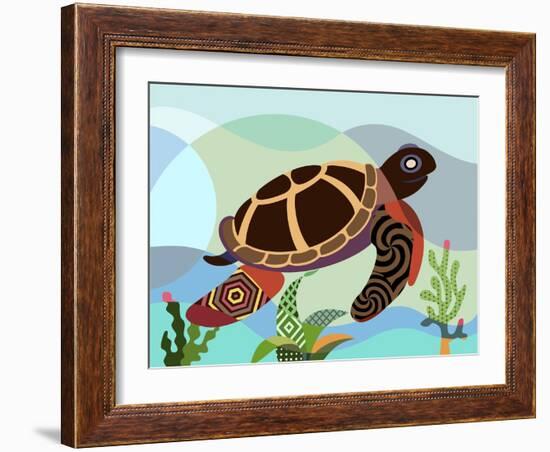 Spectrum Sea Turtle-Lanre Adefioye-Framed Giclee Print