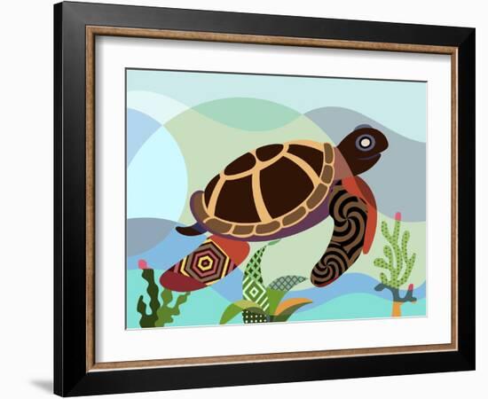 Spectrum Sea Turtle-Lanre Adefioye-Framed Giclee Print