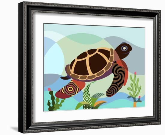 Spectrum Sea Turtle-Lanre Adefioye-Framed Giclee Print