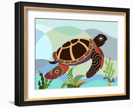 Spectrum Sea Turtle-Lanre Adefioye-Framed Giclee Print