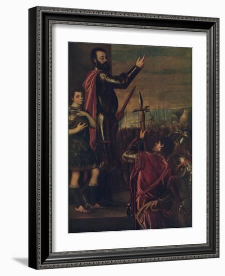 'Speech of the Marquis del Vasto', c1540, (c1934)-Titian-Framed Giclee Print