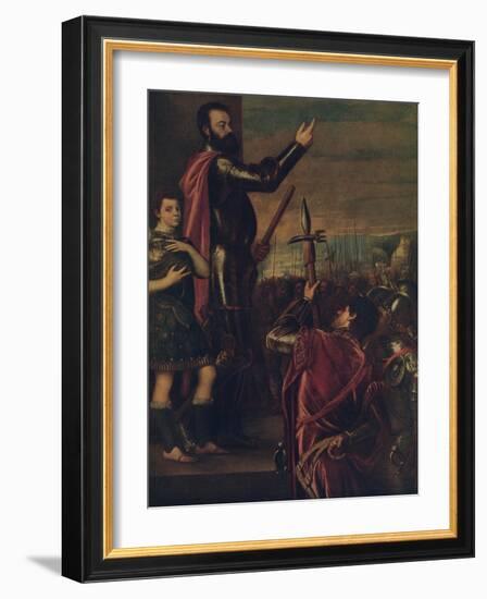 'Speech of the Marquis del Vasto', c1540, (c1934)-Titian-Framed Giclee Print