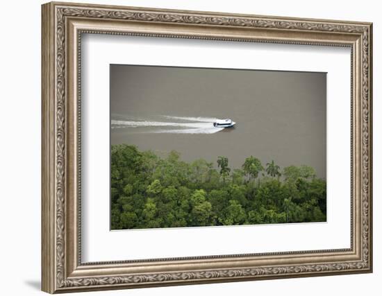 Speed Boat for Oil Industry, Napo River, Amazon Rainforest, Ecuador-Pete Oxford-Framed Photographic Print