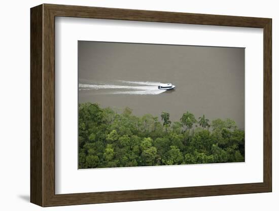Speed Boat for Oil Industry, Napo River, Amazon Rainforest, Ecuador-Pete Oxford-Framed Photographic Print