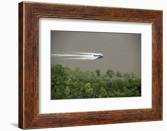 Speed Boat for Oil Industry, Napo River, Amazon Rainforest, Ecuador-Pete Oxford-Framed Photographic Print