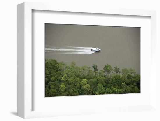 Speed Boat for Oil Industry, Napo River, Amazon Rainforest, Ecuador-Pete Oxford-Framed Photographic Print