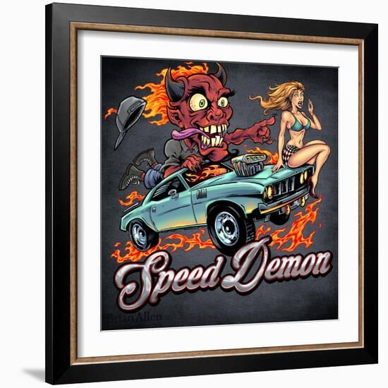 Speed Demon Flaming Hot Rod-FlyLand Designs-Framed Giclee Print