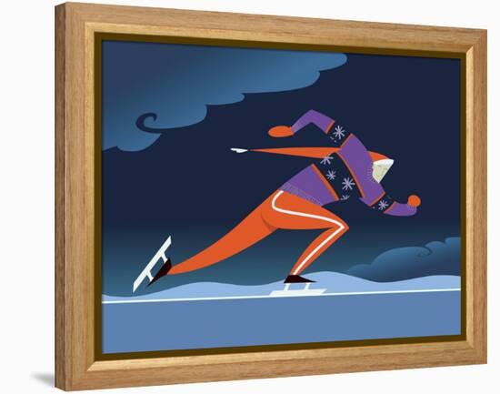 Speed skater-Harry Briggs-Framed Premier Image Canvas