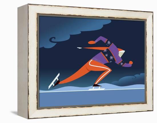 Speed skater-Harry Briggs-Framed Premier Image Canvas