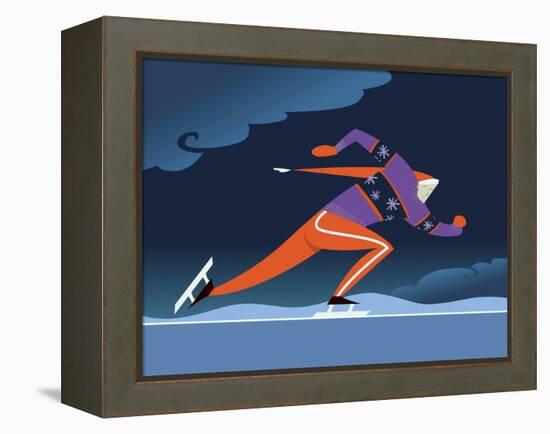 Speed skater-Harry Briggs-Framed Premier Image Canvas