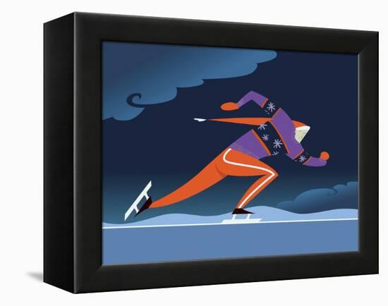 Speed skater-Harry Briggs-Framed Premier Image Canvas