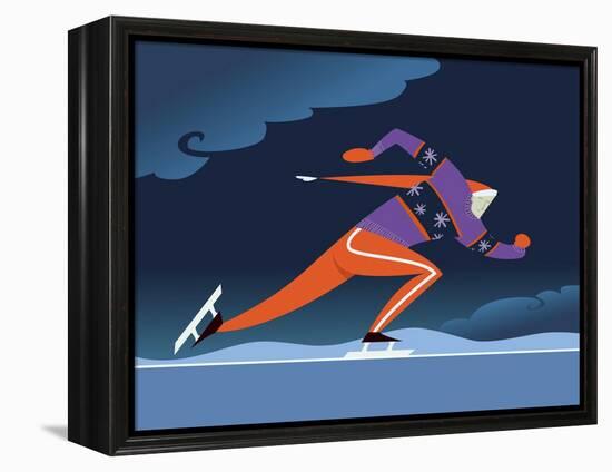 Speed skater-Harry Briggs-Framed Premier Image Canvas