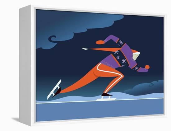 Speed skater-Harry Briggs-Framed Premier Image Canvas