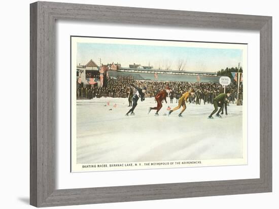 Speed Skating Races, Saranac Lake, New York-null-Framed Art Print