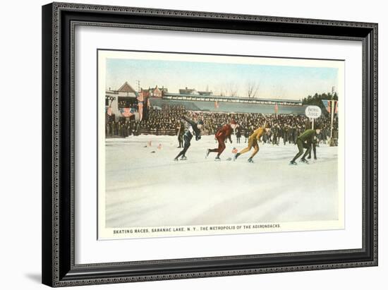 Speed Skating Races, Saranac Lake, New York-null-Framed Art Print