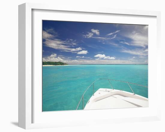 Speedboat Arriving in Tropical Beach, Maldives, Indian Ocean, Asia-Sakis Papadopoulos-Framed Photographic Print