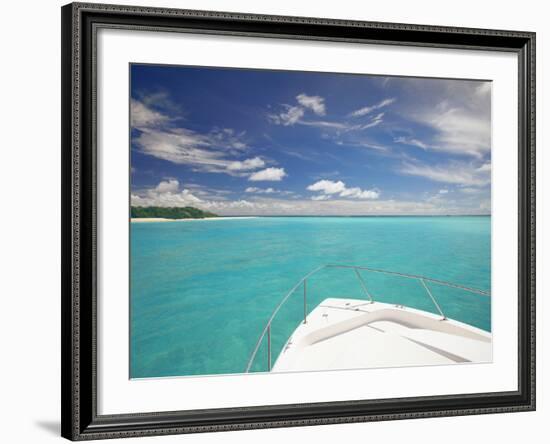 Speedboat Arriving in Tropical Beach, Maldives, Indian Ocean, Asia-Sakis Papadopoulos-Framed Photographic Print