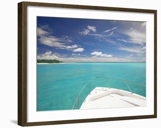 Speedboat Arriving in Tropical Beach, Maldives, Indian Ocean, Asia-Sakis Papadopoulos-Framed Photographic Print