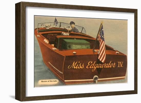Speedboat with Skipper-null-Framed Art Print