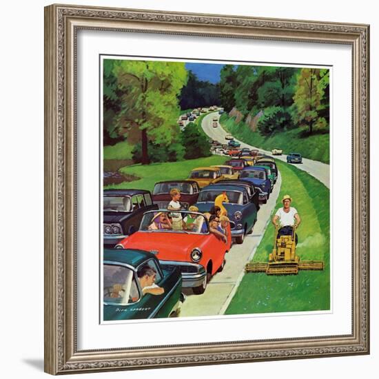 "Speeder on the Median," June 2, 1962-Richard Sargent-Framed Giclee Print