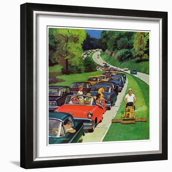 "Speeder on the Median," June 2, 1962-Richard Sargent-Framed Giclee Print