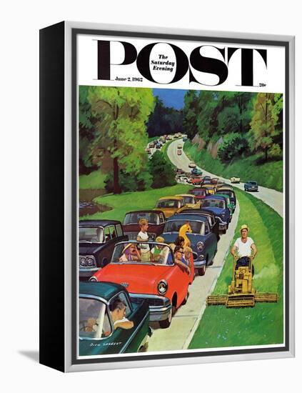 "Speeder on the Median," Saturday Evening Post Cover, June 2, 1962-Richard Sargent-Framed Premier Image Canvas