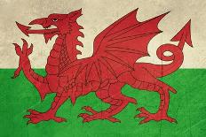 Grunge Welsh Dragon Flag Illustration, Isolated On White Background-Speedfighter-Art Print