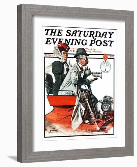 "Speeding Along" Saturday Evening Post Cover, July 19,1924-Norman Rockwell-Framed Giclee Print