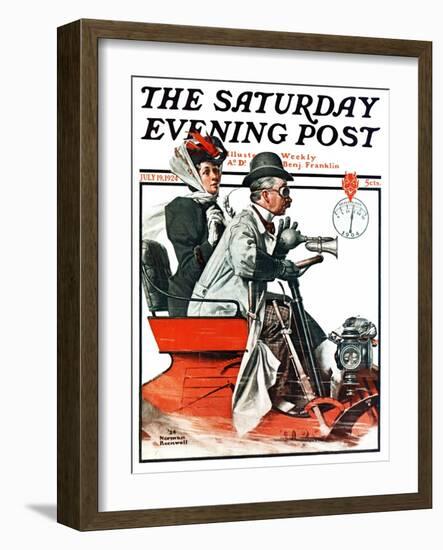 "Speeding Along" Saturday Evening Post Cover, July 19,1924-Norman Rockwell-Framed Giclee Print