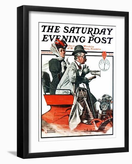 "Speeding Along" Saturday Evening Post Cover, July 19,1924-Norman Rockwell-Framed Giclee Print