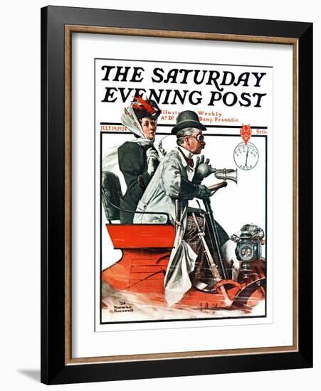 "Speeding Along" Saturday Evening Post Cover, July 19,1924-Norman Rockwell-Framed Giclee Print